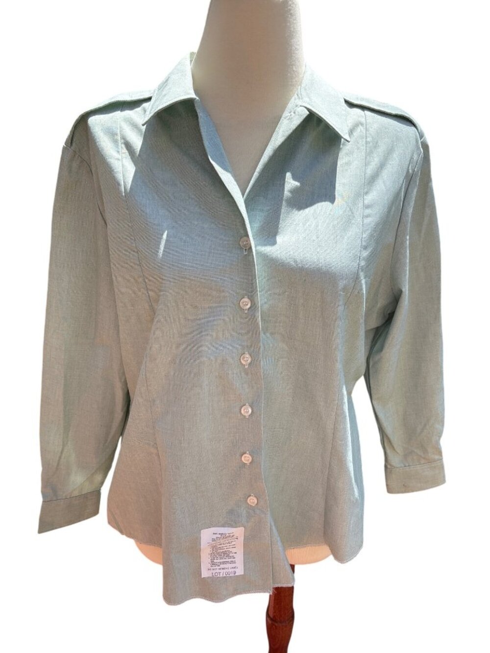 Womens Green DSCP Garrison Collection Button-Up Shirt 20R Army Polyester Blend